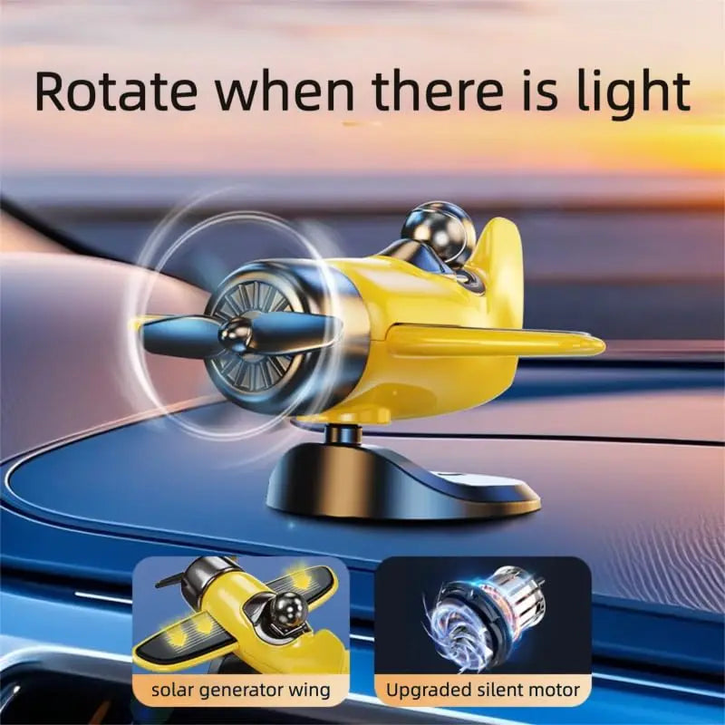 Solar Powered Rotating Airplane Car Dashboard Ornament 360° Auto Spin