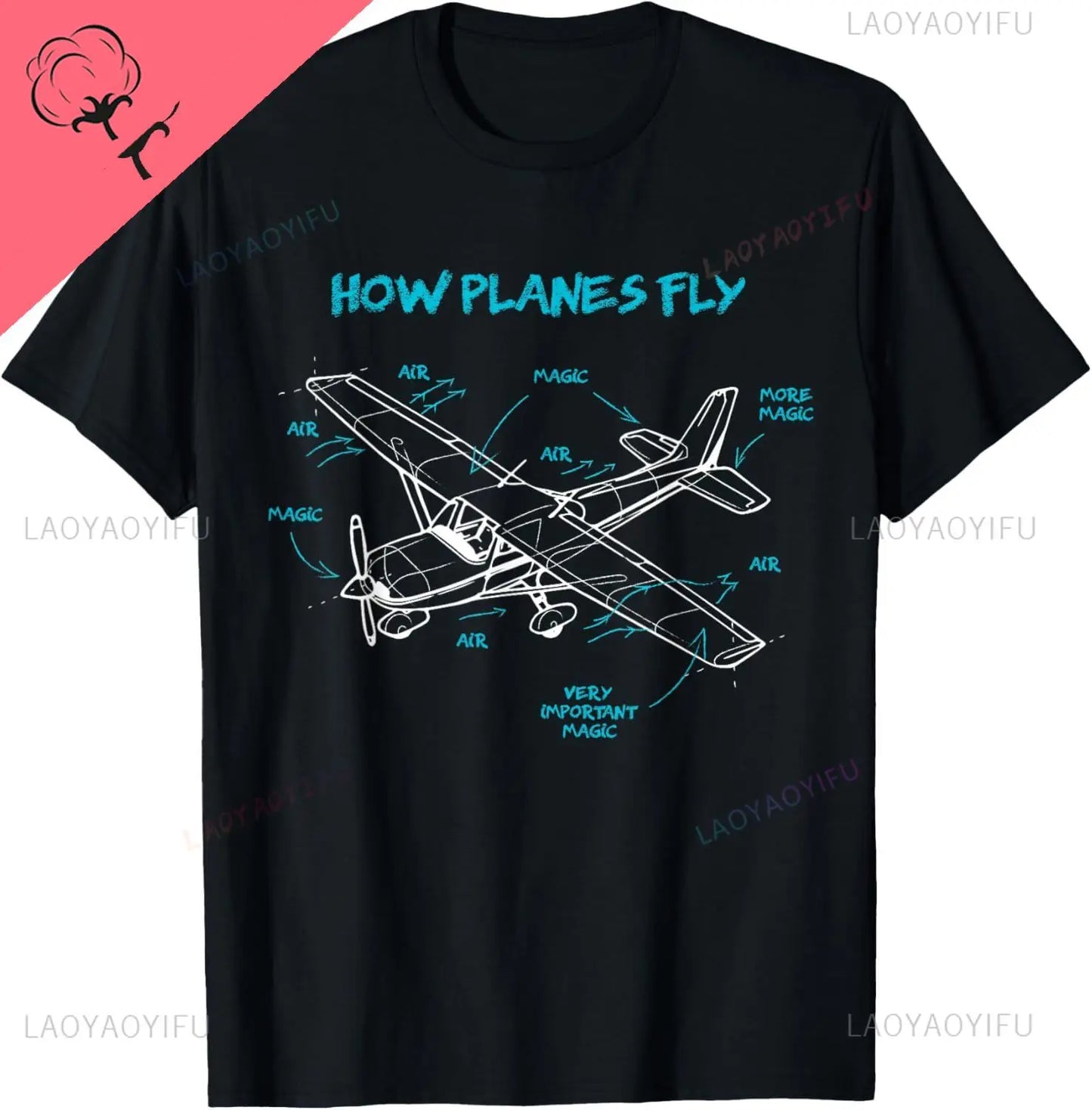 How Planes Fly Aviation Pilot T-Shirt Print Original Design Gifts  Cotton Funny Shirt