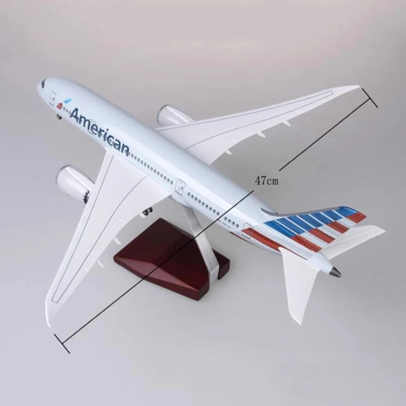 Aircraft Model 1:130 Scale Plastic Resin Replica 47CM B787 American Airline Airplane Model Dreamliner Collection Display Decor