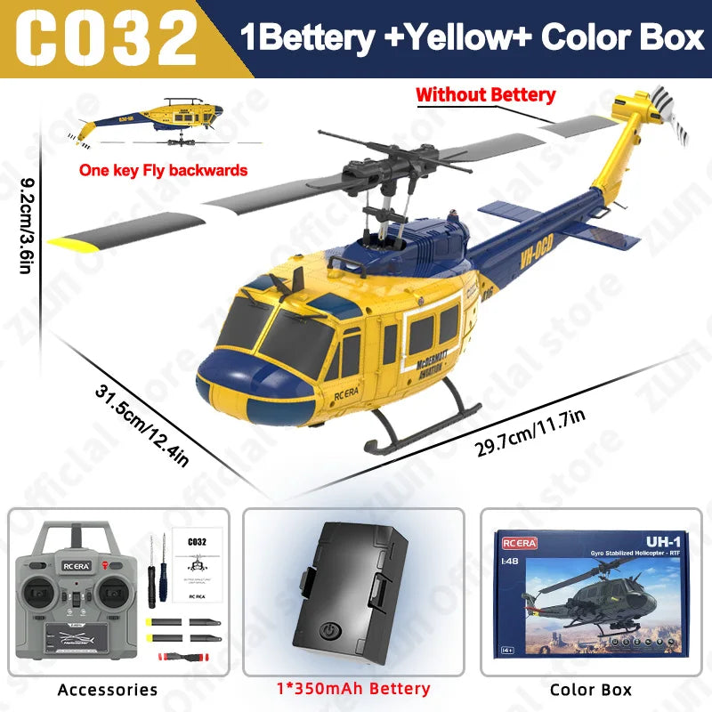 C032 RC Helicopter 2.4G 6-Aixs Gyroscope 6CH Altitude Hold Optical Flow Brushless Remote Control Helicopter Toys For Kid Adult