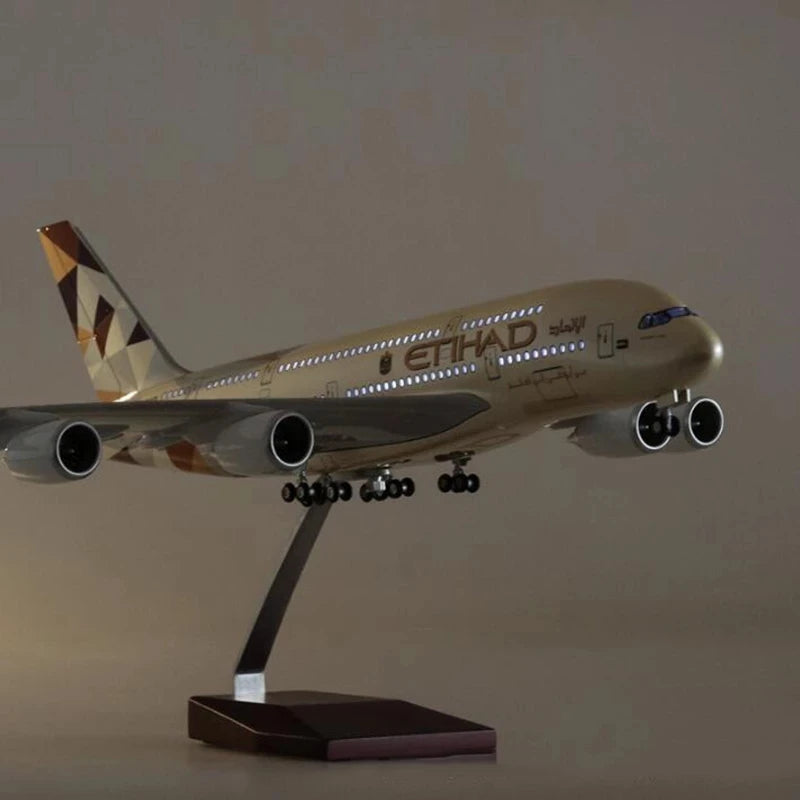 A380 Etihad 47CM Scale Aircraft Model for Airbus Model Airplane 380 Die-cast Resin Aircraft Collection Display Business or Birth
