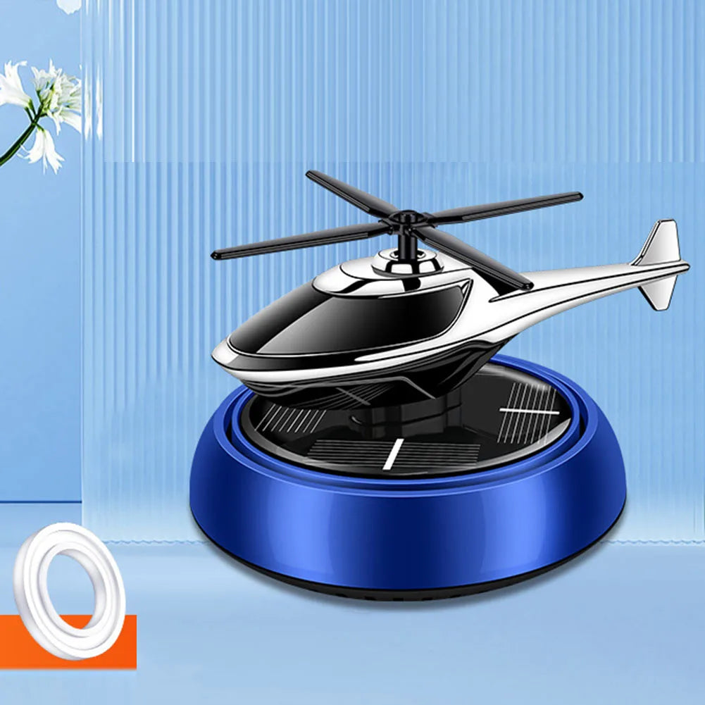 Vehicle Diffuser Air Purifier Solar Powered Rotating Styled Like Airplane for Car and Table Use with Plant Extract Scent