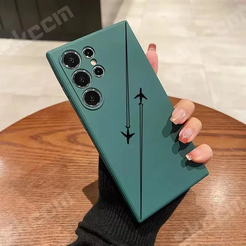 Travel-nspired Airplane Route Desian Case For Samsung Galaxy S24 S23 S22 Ultra Plus S20 FE A15 A35 A51 A54 A55 A71 A72 A73 Cover