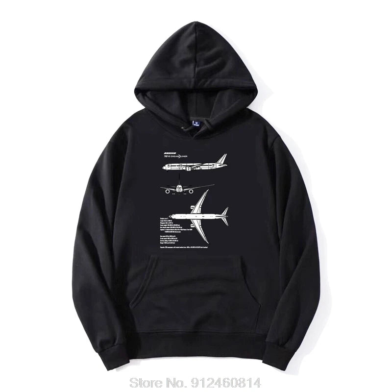Boeing 787-9 Dreamliner Airliner Aircraft Fitness Pullover Hoodie Men's Oversized Hoody Cotton Jacket Zip Up Hoodie Sweatshirt