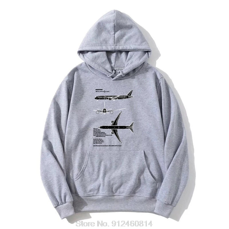 Boeing 787-9 Dreamliner Airliner Aircraft Fitness Pullover Hoodie Men's Oversized Hoody Cotton Jacket Zip Up Hoodie Sweatshirt