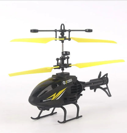 Mini RC Helicopter 2 Channel Remote Control Plane with LED Lights Gesture Sensing Crash Resistant Aircraft Toy for Kids