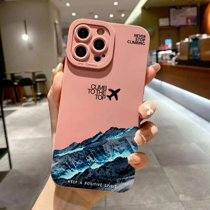 Mountain Peak Aircraft Phone Case for iPhone 17 16 14 15 11 12 13 Pro Max Air 16E 7 8 Plus SE2 XR X XSMAX Shockproof Matte Cover