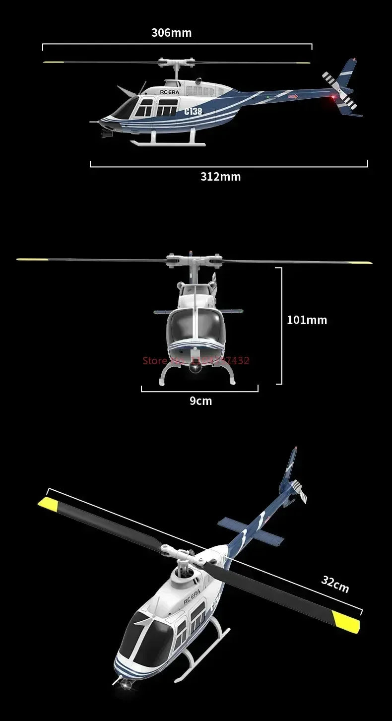 RC ERA C138 BELL 206 Jet Ranger 6-axis Gyro Stabilized Altitude Hold 4ch RC Helicopter Aircraft Hobby for Adults -RTF