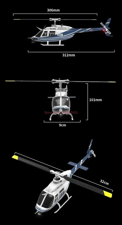 RC ERA C138 BELL 206 Jet Ranger 6-axis Gyro Stabilized Altitude Hold 4ch RC Helicopter Aircraft Hobby for Adults -RTF