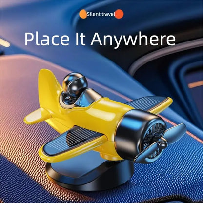 Solar Powered Rotating Airplane Car Dashboard Ornament 360° Auto Spin