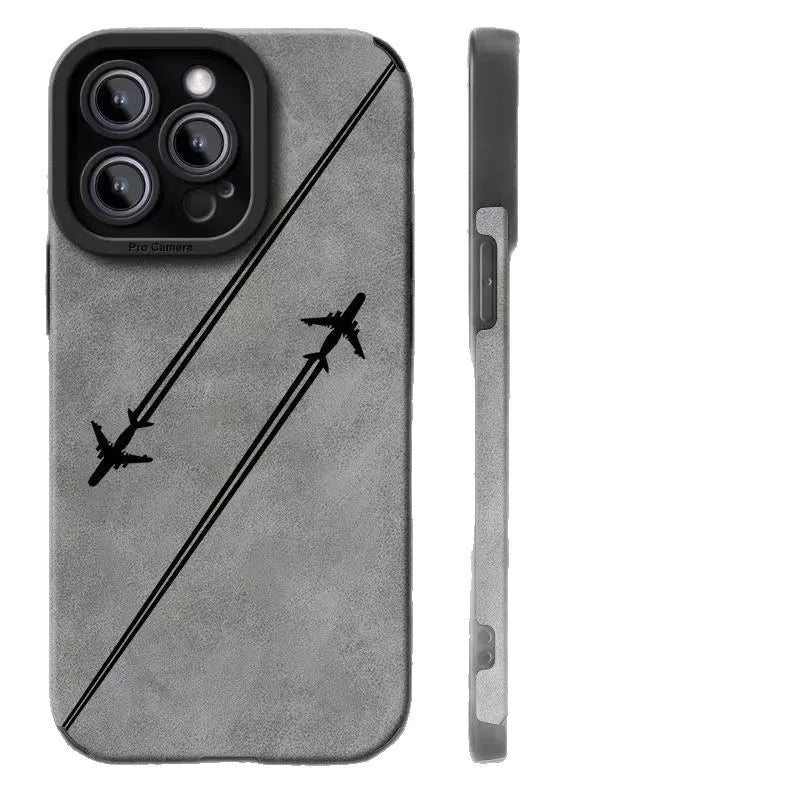 16 Plus Double Lines Plane Silicone Case For iPhone 13 14 15 17 Pro Max Air 11 12 Mini Soft Shockproof Matte Leather Cover