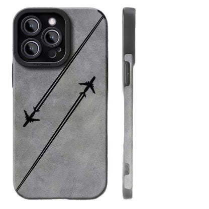 16 Plus Double Lines Plane Silicone Case For iPhone 13 14 15 17 Pro Max Air 11 12 Mini Soft Shockproof Matte Leather Cover