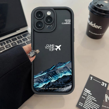 Peak Plane Phone Case For iPhone 17 16 15 14 Pro Max 13 12 11 16 Plus 16E 17 Air Shockproof Matte Soft TPU Silicone Bumper Cover