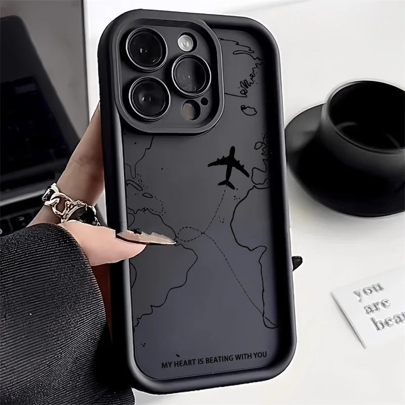 Airplane Route Case For Samsung A56 5G A55 A36 A35 A34 A16 A15 A54 A06 A05 A05s A25 A53 A52s A14 A13 A12 A73 A33 A32 Soft Cover