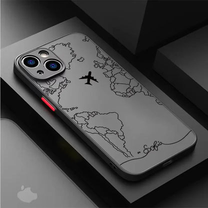Travel-Inspired Airplane Route Design Phone Case For iPhone 16 15 14 13 12 11 Mini Pro Max X XR XSMax 7 8 6 6s Plus Matte Clear