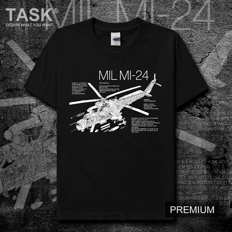 Russian Mi-24 Hind Attack Helicopter T-Shirt 100% Cotton O-Neck Short Sleeve Summer Casual Mens T-shirt Streetwear
