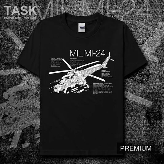 Russian Mi-24 Hind Attack Helicopter T-Shirt 100% Cotton O-Neck Short Sleeve Summer Casual Mens T-shirt Streetwear