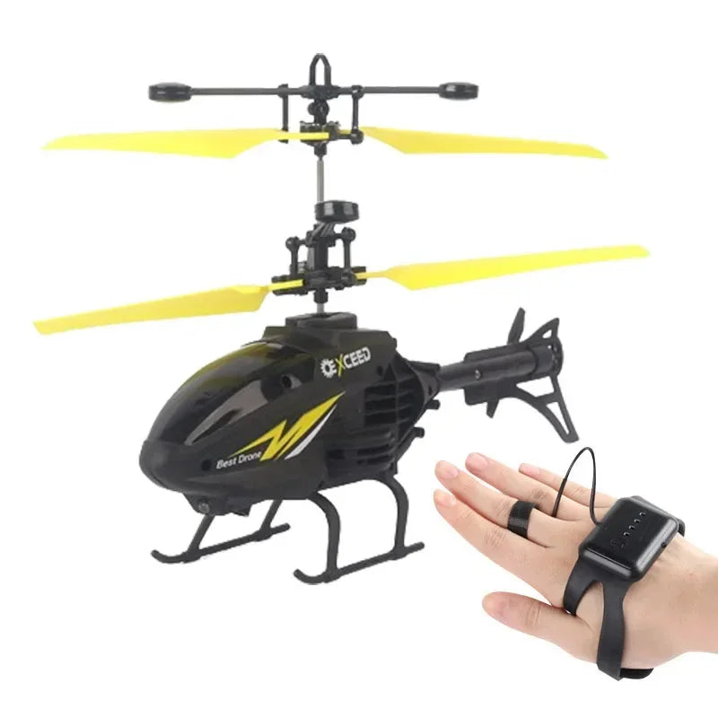 Mini RC Helicopter 2 Channel Remote Control Plane with LED Lights Gesture Sensing Crash Resistant Aircraft Toy for Kids