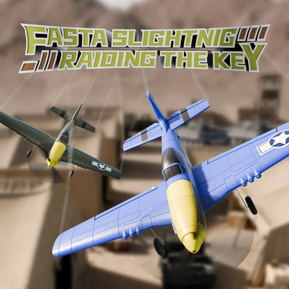RC Plane P51 Mustang 2.4G Radio EPP Foam 4CH 6 Axis 410MM Wingspan RC Fighter One Key Aerobatic RTF Aircraft Toys