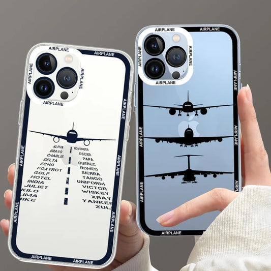 Airplane Pilot Epaulette Phone Case For iPhone 11 12 Mini 13 14 15 Pro Max Transparent Shell