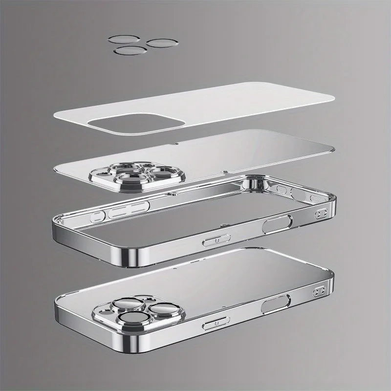 Sunset Colorful Cloud Airplane Print Glass Electroplated Phone Case For iPhone