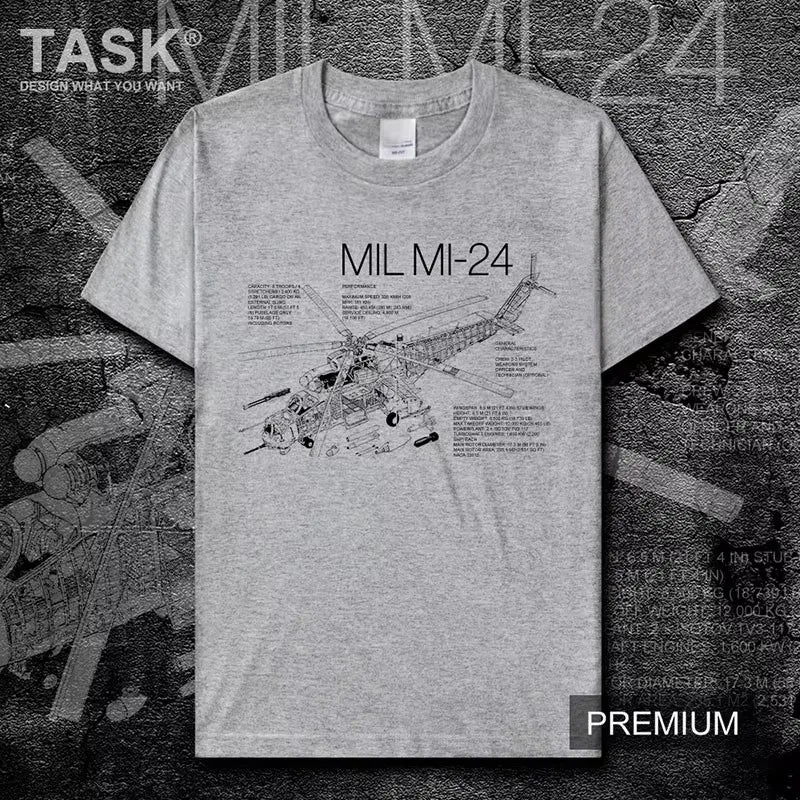 Russian Mi-24 Hind Attack Helicopter T-Shirt 100% Cotton O-Neck Short Sleeve Summer Casual Mens T-shirt Streetwear